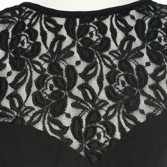 Evan Picone Formal Black Sheer Lace Yoke 3/4 Sleeve Sheath Dress Size 14 - Picture 4 of 15